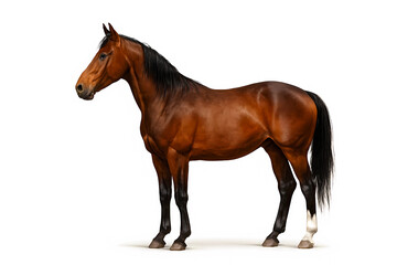 Obraz premium Brown Horse Standing on White Background