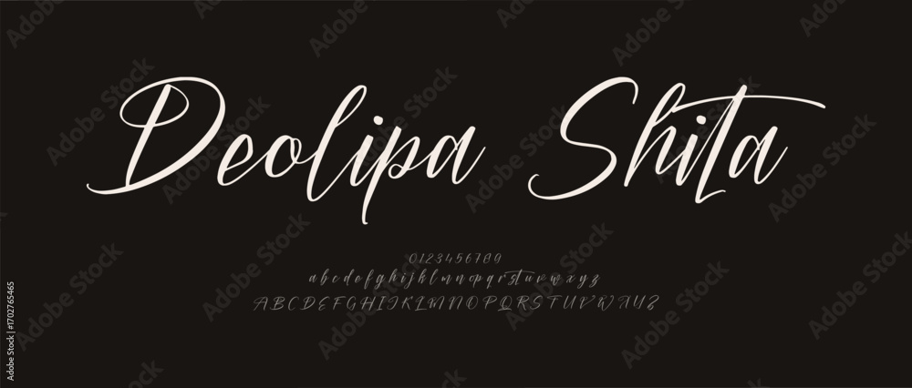 Fototapete deolipa shita signature font uppercase lowercase and number. script font calligraphy logotype elegan