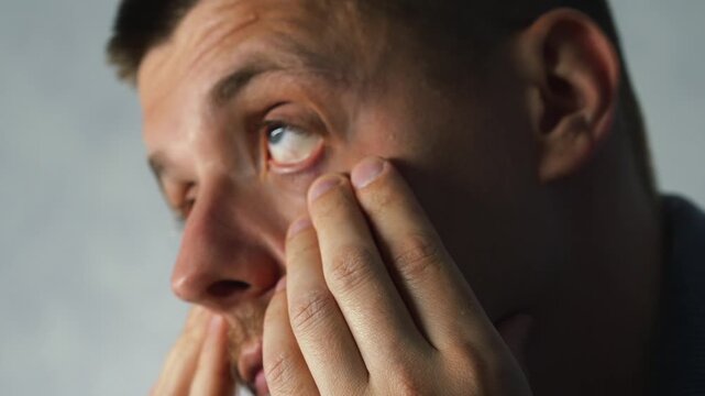 Allergy sufferers rub their eyes due to inflammation and eye pain caused by allergies.
Inflammation of the eyeball and pain due to allergies.
Eye sensitivity and blindness.
Eye strain due to work.