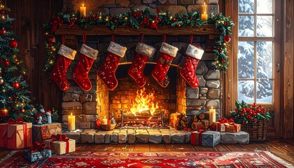 Cozy Christmas fireplace scene (2)