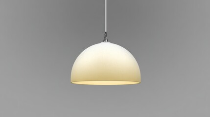 3D render of minimalist pendant lamp with smooth rounded dome shape and matte white finish on grey backdrop