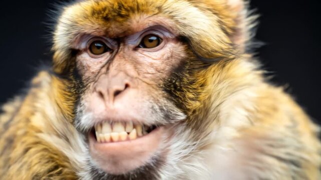 Close-up portrait of a monkey with open mouth