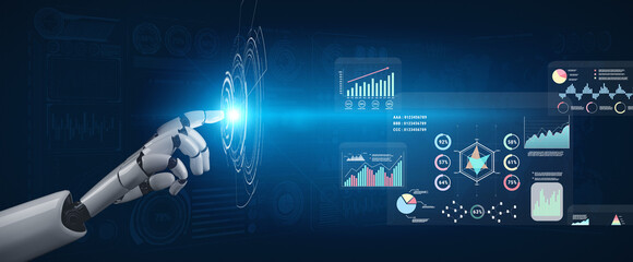 An AI data analytics interface for visualizing business performance metrics. A collection of AI generated charts for strategic reporting and analysis. Motif
