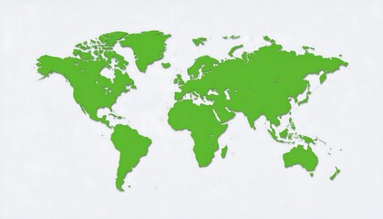 Green world map on light gray background