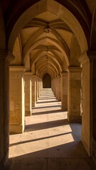 Fototapeta premium Sunlight-drenched arched corridor