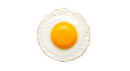 Fried Egg Overhead View on Black Background graphic