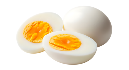 Whole Hard Boiled Egg and Two Halves Showing Yolk egg yolk