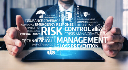 This image showcases innovative risk management strategies for businesses, emphasizing control,...