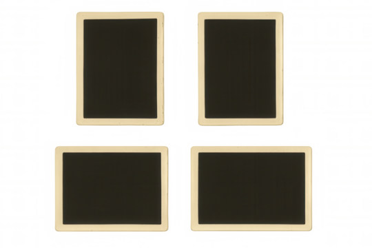 Vintage photo frames hanging against transparent backdrop, waiting for personalized memories