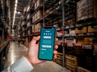 Warehouse management innovative software in computer for real time monitoring of goods package...