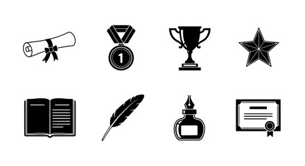 Education and Success Icons of Learning, Achievement, and Recognition