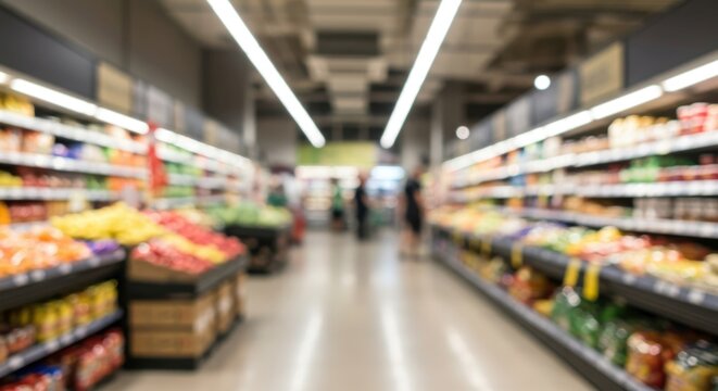 Colorful supermarket shelves with blurred.