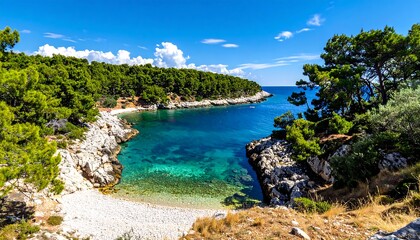 Pristine coastal cove with turquoise water