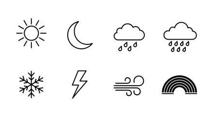 Set of thin line weather icons for user interface and web design