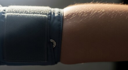 Close-up of Arm with Blood Pressure Cuff for Health Monitoring and Medical Check-up