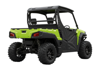 Green side by side utility vehicle isolated on transparent background