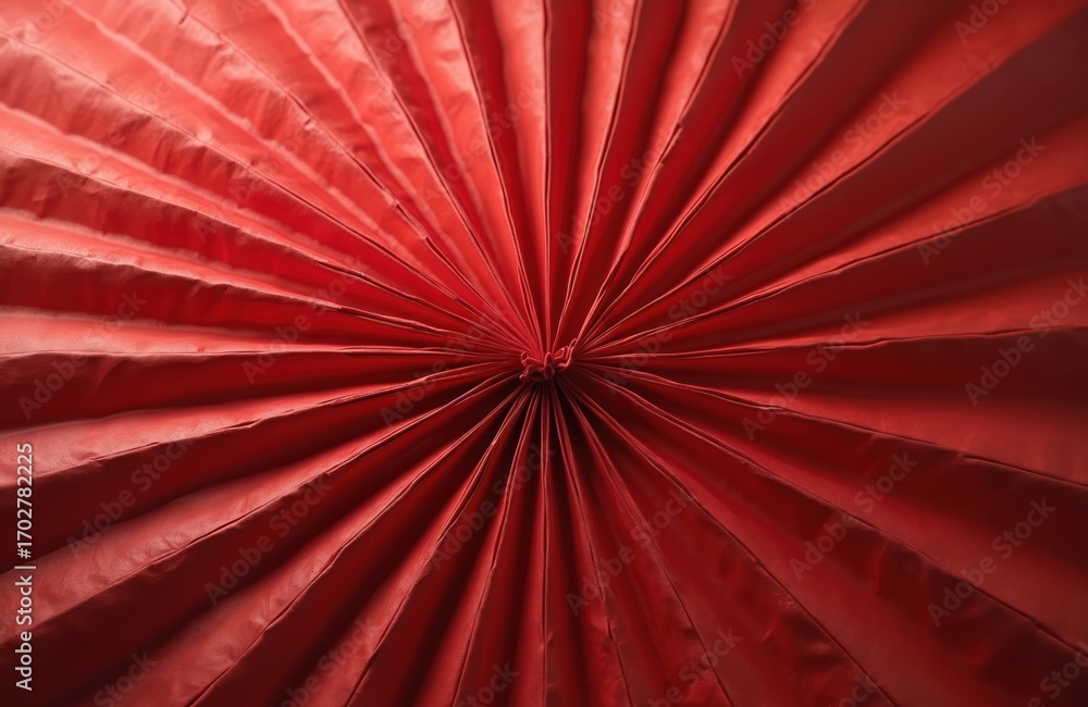 Poster radial red origami background texture. abstract paper folded lines create sunburst pattern. decorati