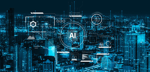 AI interface showing how artificial intelligence powers systems. AI Artificial intelligence transforms data, enables automation, and AI artificial intelligence drives innovation. Vouch