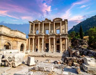 Obraz premium Ancient ruins under a vibrant sky