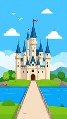 Fairytale castle by a river