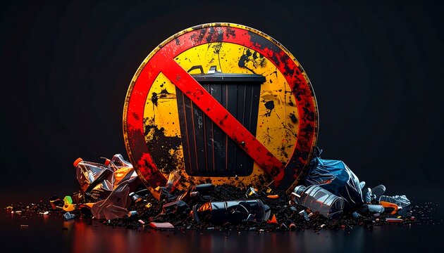 No dumping zone, pile of trash