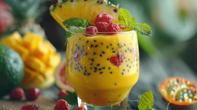 A refreshing tropical cocktail with berries and kiwi, perfect for summer or anytime you want a healthy and flavorful drink.