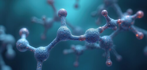 Detailed illustration of ketamine molecule with chemical bonds and atoms in three-dimensional structure. Modern science illustration, pharmaceutical research and study of molecular biology.