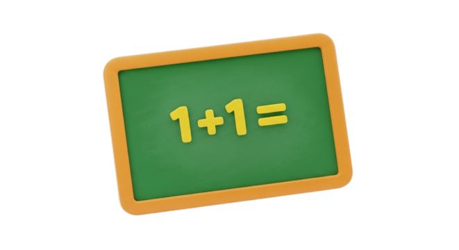 A charming math lesson displayed on a cheerful chalkboard one plus one equals discovery on transparent background