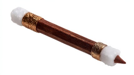 A luxurious pencil with a wooden body and ornate gold detailing, ideal for artistic projects, branding materials, or upscale stationery advertising, Its elegant design elevates any creative endeavor,