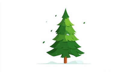 Fototapeta premium Vector illustration of a decorated green pine tree with snow, a perfect winter holiday decoration