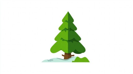 Obraz premium A beautiful green Christmas tree illustration with a star and festive decorations symbolizes the winter holiday season