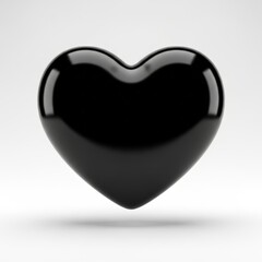 Coração preto 3D render volumétrico isolado em fundo branco