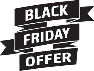 Black Friday Offer Ribbon Banner with Bold White Text sale