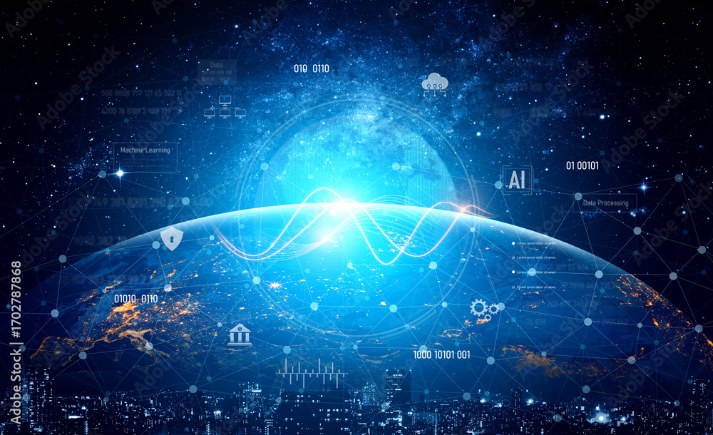 Poster global ai and data processing system enhances data, ai, and processing efficiency through digital ne