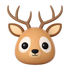 Obraz premium Stylized 3d illustration of a cute cartoon deer head with antlers reindeer animal