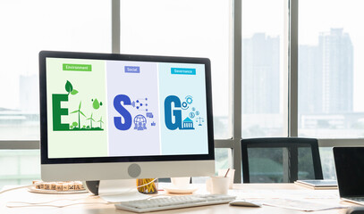 ESG environmental social governance policy for modish business to set a standard to achieve high...