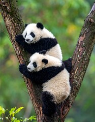 Two panda cubs in a tree (2)
