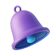 3d illustration of a purple bell with blue clapper on black background 3d render