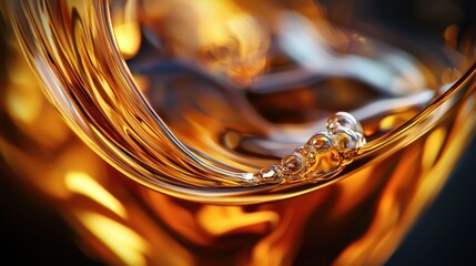 Golden drink splash closeup