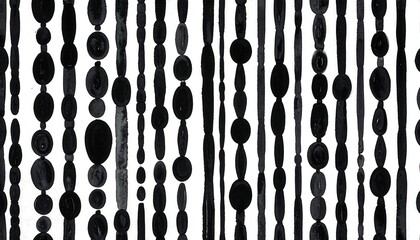 Abstract black and white pattern of vertical lines and rounded shapes