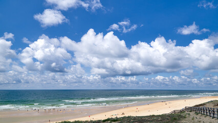View from a sand dune overlooking the beach and ocean near Hossegor, France