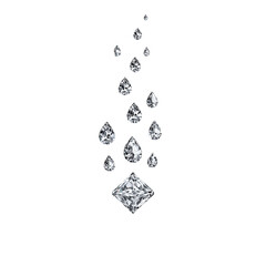Diamonds rising, a teardrop/pear shape design.  A central square diamond with smaller, teardrop-shaped diamonds rising above it