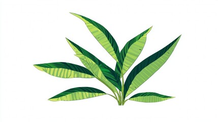 Naklejka premium Close-up of fresh green aloe leaves and a branch with flowers on a white background