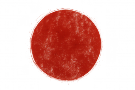 Japanese flag depicted as a simple red circle on a transparent background, offering versatility for digital compositions