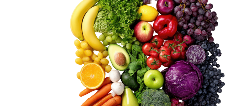 Colorful assortment of fresh fruits and vegetables