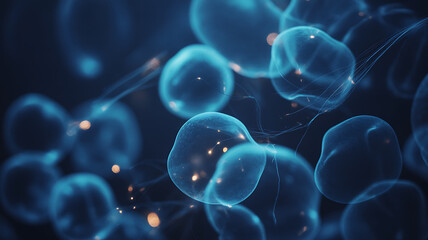 Cool Blue Shimmering Light Particles Black Background
