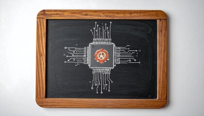 Chalk drawing of a microprocessor on a school slate
