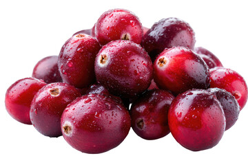 A cluster of plump, juicy red cranberries