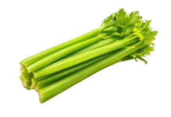 Fresh celery stalks, vibrant green, close-up