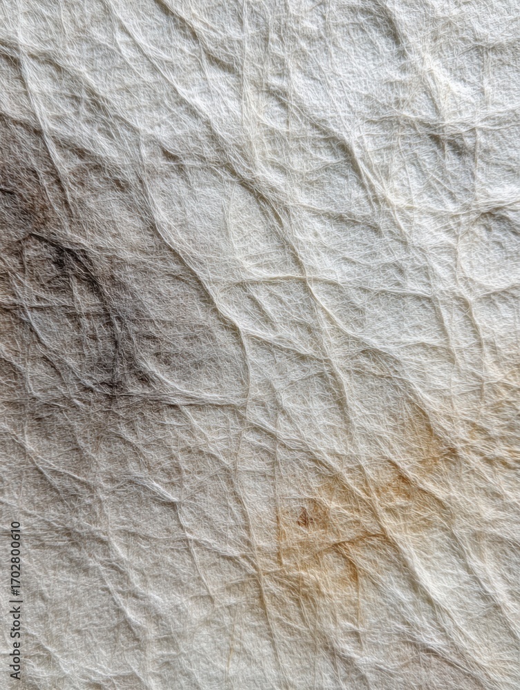 Poster detailed close-up of textured, crumpled paper showing subtle variations in tone and color, highlight